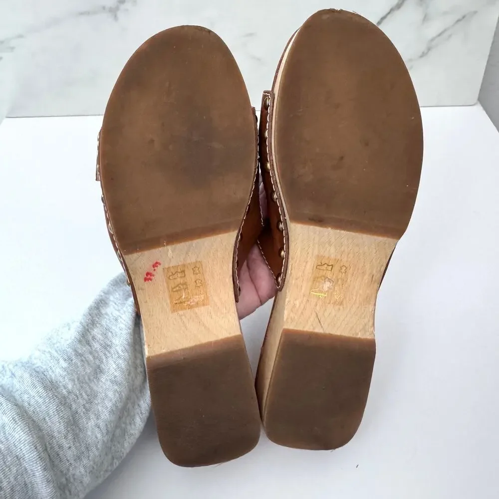 J. Crew Womens Double Strap Sandals Size 9 Leather Neutral Buckle Minimal Brown